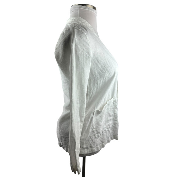 Pure Jill x J. Jill Linen Open Cardigan White Pockets LS Lagonlook Beachy XS - Picture 9 of 14